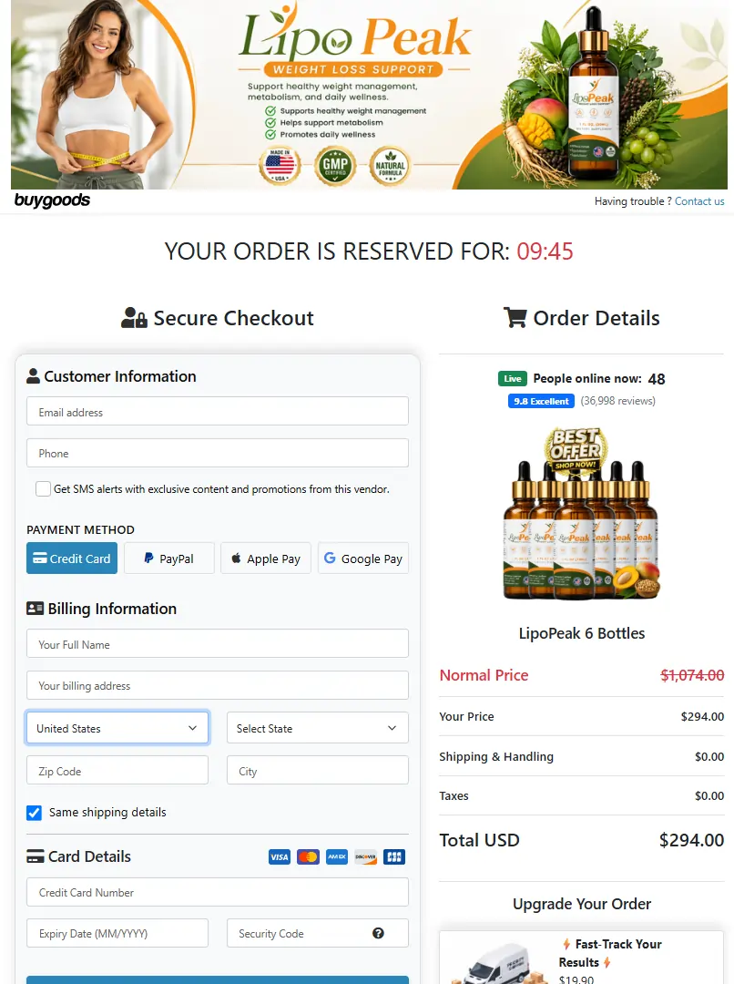 lipopeak-order-page